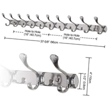 Load image into Gallery viewer, Shop for dseap wall mounted coat rack hook 10 hooks 37 5 8 long 16 hole to hole heavy duty stainless steel for coat hat towel robes mudroom bathroom entryway seashell chromed 2 packs