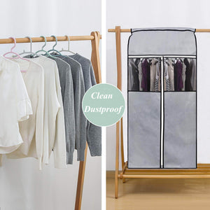 Buy sleeping lamb garment bag organizer storage with clear pvc windows garment rack cover well sealed hanging closet cover for suits coats jackets grey