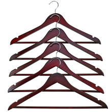 Load image into Gallery viewer, Buy now florida brands premium wooden mahogany suit hangers 96 pack of coat hangers and black dress suit ultra smooth hanger strong and durable suit hangers