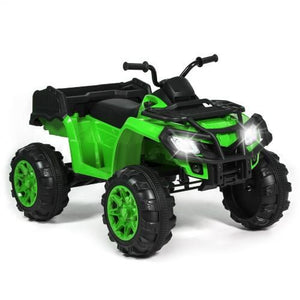 12V Kids Powered ATV Quad 4-Wheel Ride-On Car w/ 2 Speeds, Spring Suspension, MP3, Storage - Green