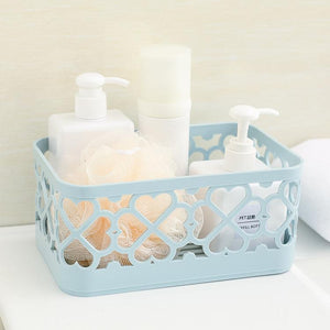 Plastic Desktop Storage Basket Cosmetic Bathroom Rectangular Drain Storage Box