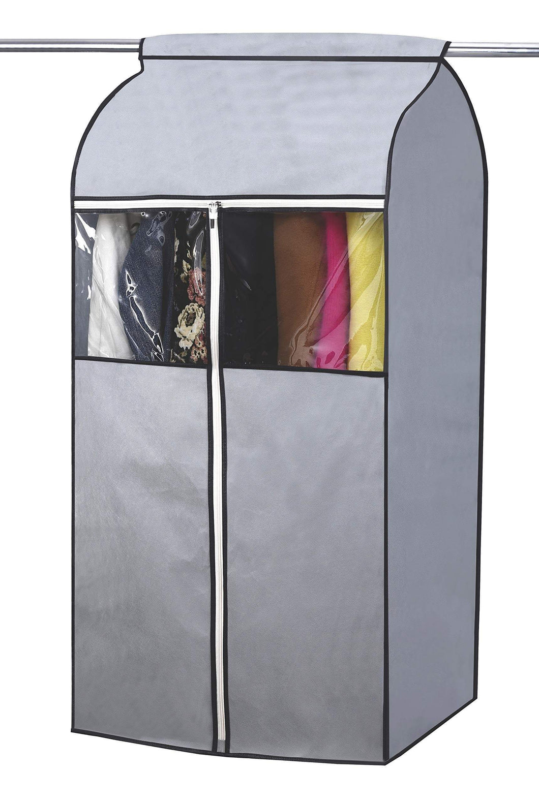 Budget friendly sleeping lamb garment bag organizer storage with clear pvc windows garment rack cover well sealed hanging closet cover for suits coats jackets grey