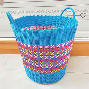 Plastic Woven Basket Toy Basket Dirty Clothes Hollow Storage Basket Laundry Barrels