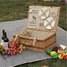 Load image into Gallery viewer, Antique Large Wicker Picnic Basket with Table Mat for 4 People Home Storage Baskets Vintage wicker