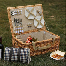 Load image into Gallery viewer, Antique Large Wicker Picnic Basket with Table Mat for 4 People Home Storage Baskets Vintage wicker