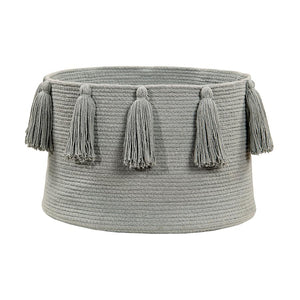 Storage . Cotton Basket - Tassel / Grey