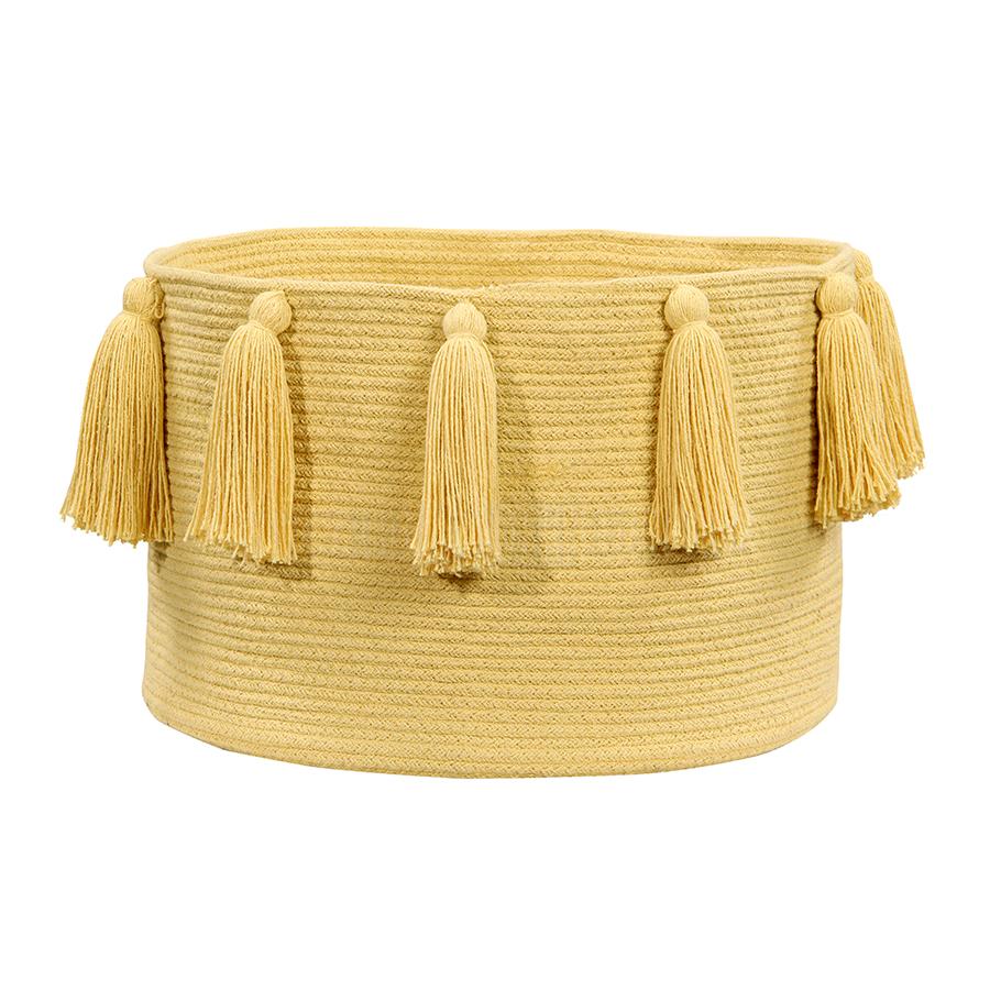 Storage . Cotton Basket - Tassel / Yellow