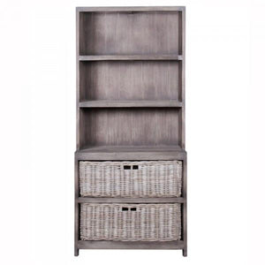 Hutch Dresser / Sideboard Manyara Rattan Wood With Kubu Storage Baskets