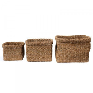 Low Square Seagrass Storage Baskets - Laundry, Bathroom, Office & Kitchen Supplies