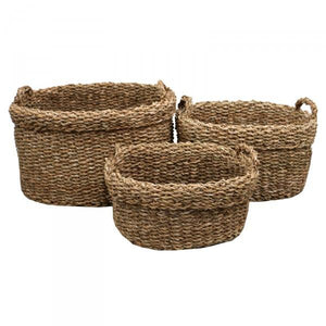 Oval "Marisol" Seagrass Storage Baskets - Laundry, Bathroom & Kitchen Supplies