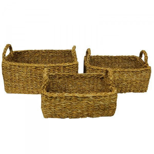 Smaller "Lucia" Rectangle Seagrass Storage Baskets - Laundry, Bathroom & Kitchen Supplies