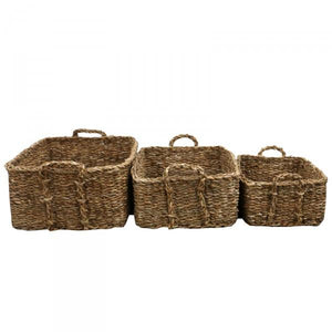 Chic Rectangle "Corazon" Seagrass Storage Baskets - Laundry, Bathroom & Kitchen Supplies