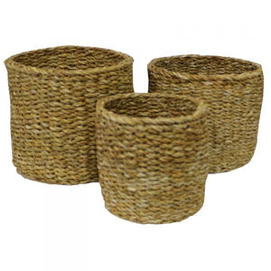 Smaller "Olivia" Seagrass Storage Baskets - Laundry, Bathroom & Kitchen Supplies