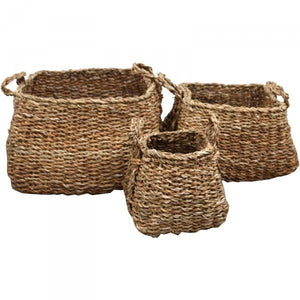 Square "Consuela" Seagrass Storage Baskets - Laundry, Bathroom & Kitchen Supplies