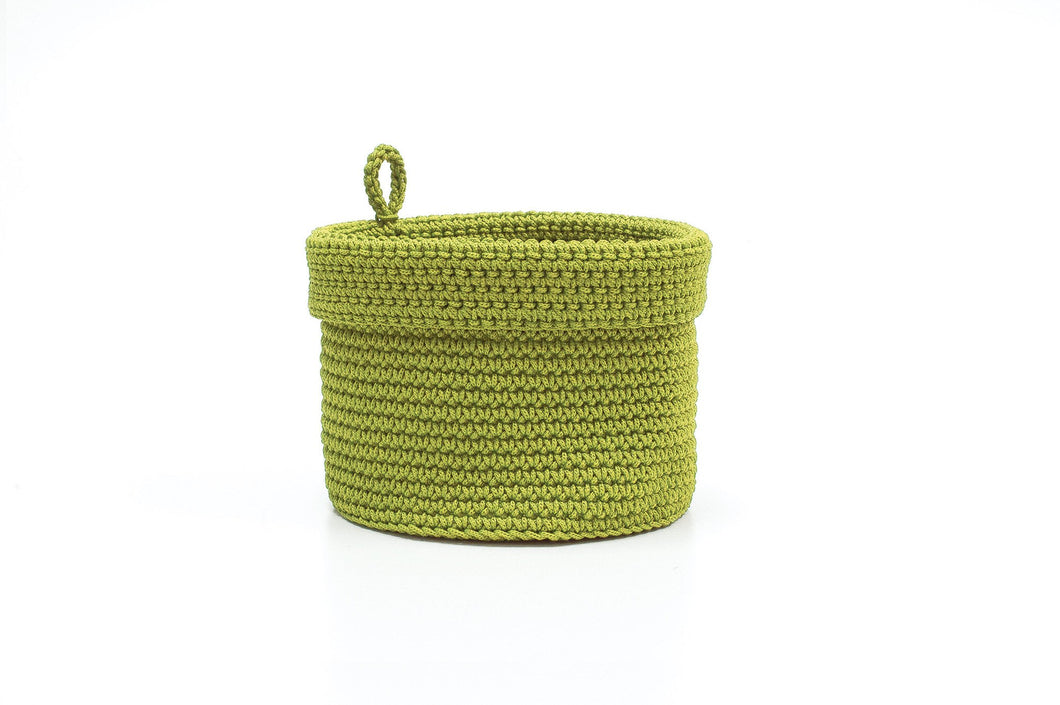Mode Crochet 6X6 Basket W/Loop, Citron Green