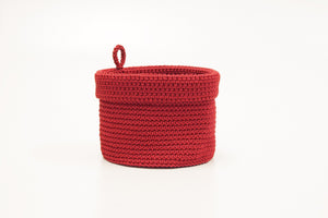 Mode Crochet 6X6 Basket W/Loop, Ruby Red
