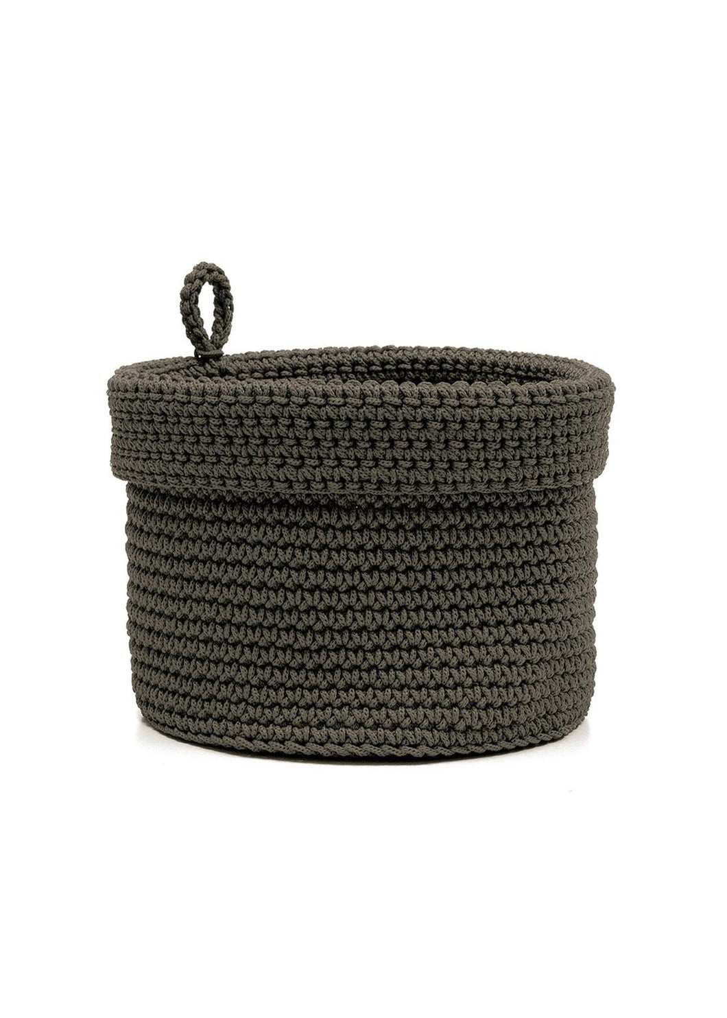 Mode Crochet 8X8 Basket W/Loop, Charcoal