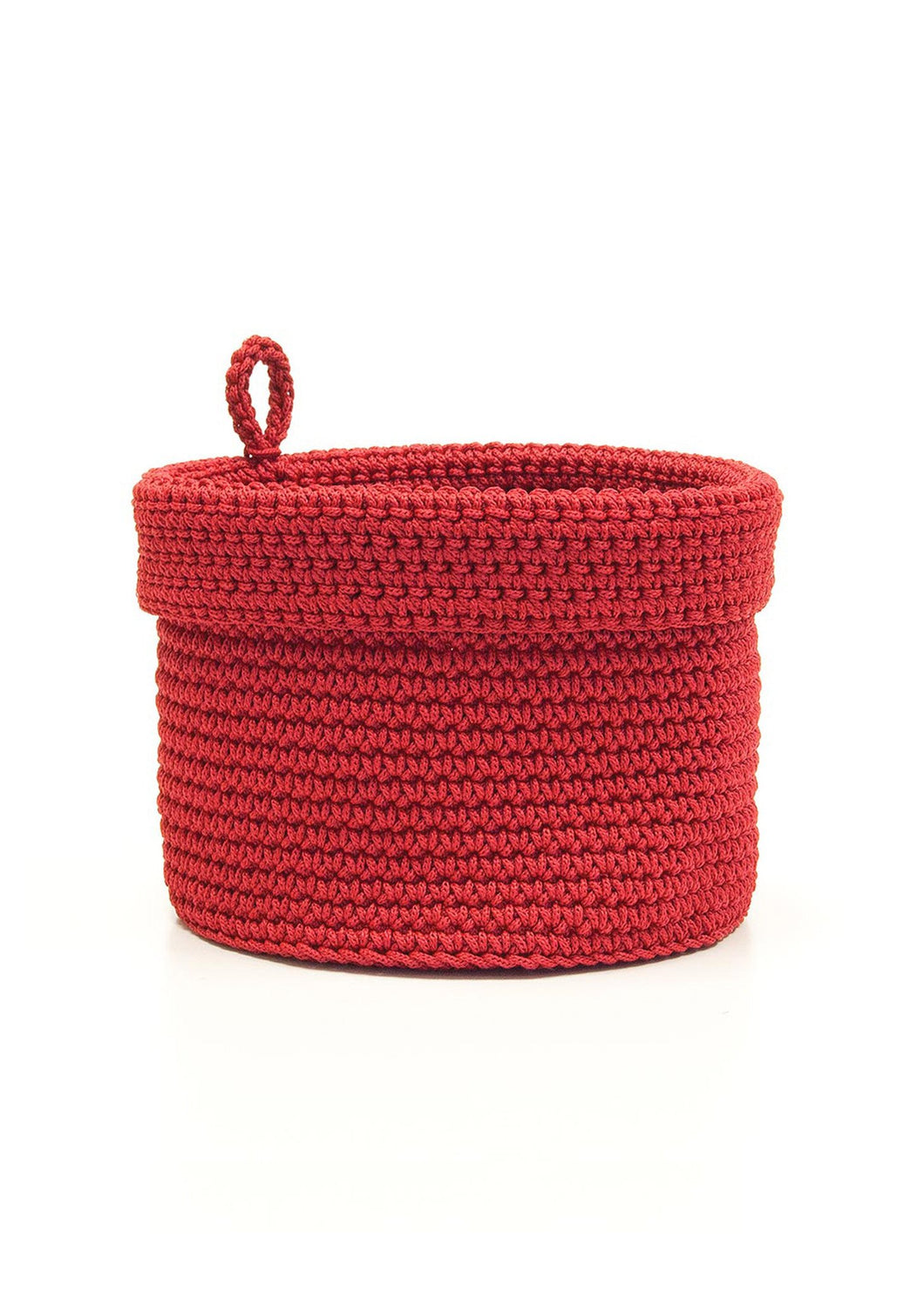 Mode Crochet 8X8 Basket W/Loop, Ruby Red