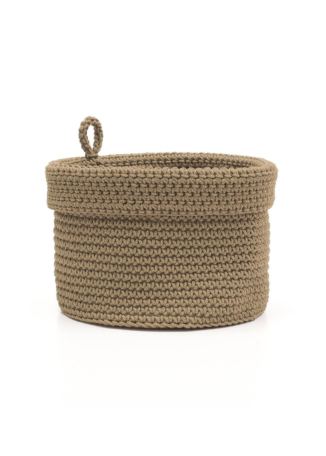 Mode Crochet 8X8 Basket W/Loop, Tan