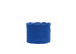 Mode Crochet 5X4 Basket W/Crochet Trim, Cobalt Blue