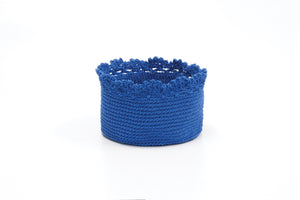 Mode Crochet 6X4 Basket W/Crochet Trim, Cobalt Blue