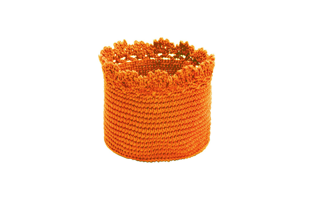 Mode Crochet 6X4 Basket W/Crochet Trim, Oyster