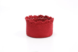 Mode Crochet 6X4 Basket W/Crochet Trim, Ruby Red