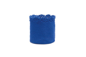 Mode Crochet 6X6 Basket W/Crochet Trim, Cobalt Blue