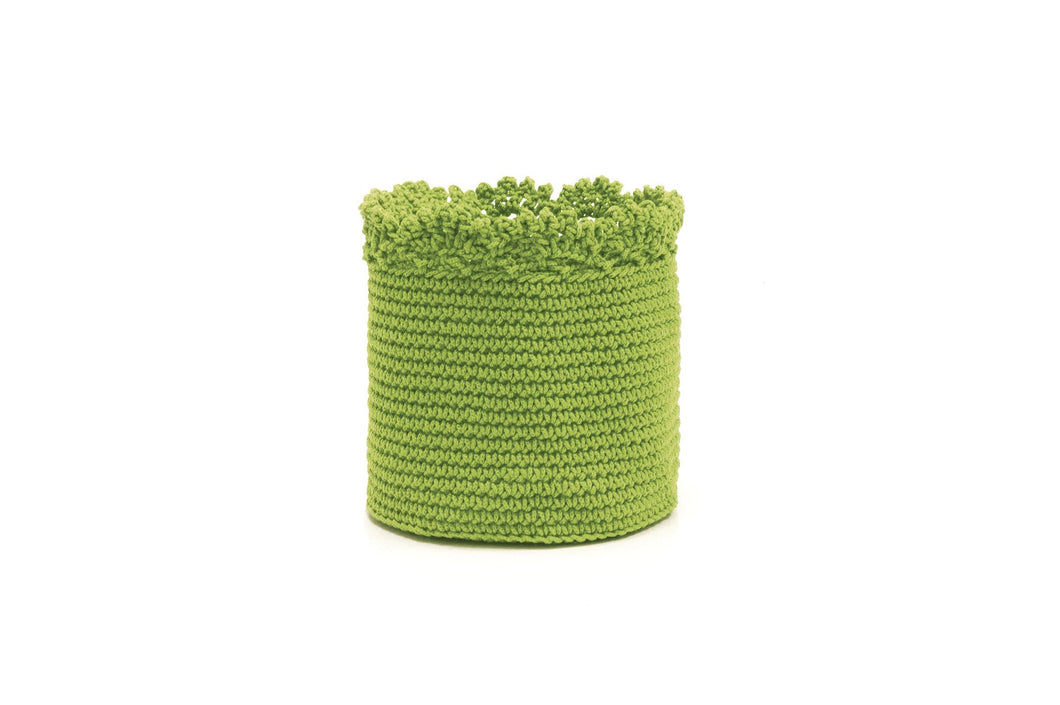 Mode Crochet 6X6 Basket W/Crochet Trim, Citron Green