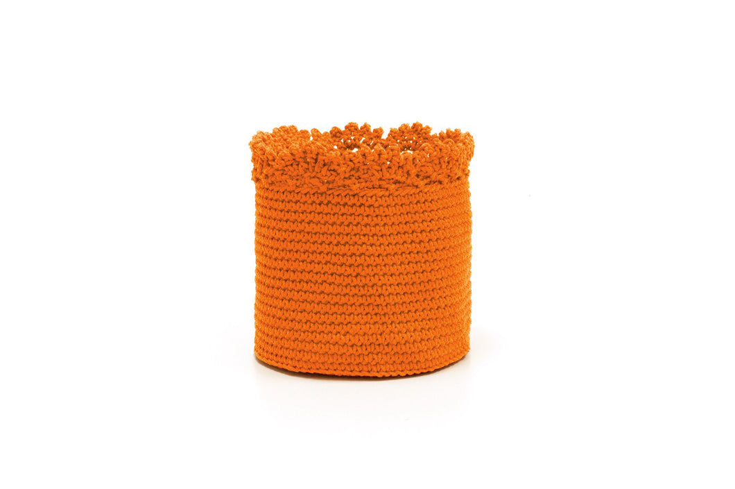 Mode Crochet 6X6 Basket W/Crochet Trim, Oyster
