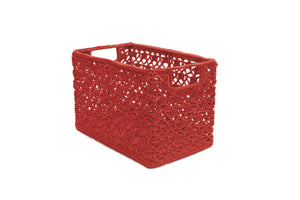 Mode Crochet 12X7X8 Wire Basket, Ruby Red