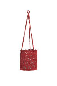 Mode Crochet 8X8X8 Hanging Basket, Ruby Red