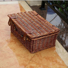Load image into Gallery viewer, Rattan Wicker picnic basket set for 2 persons Fashion Classic outdoor picnic basket with lid cutlery