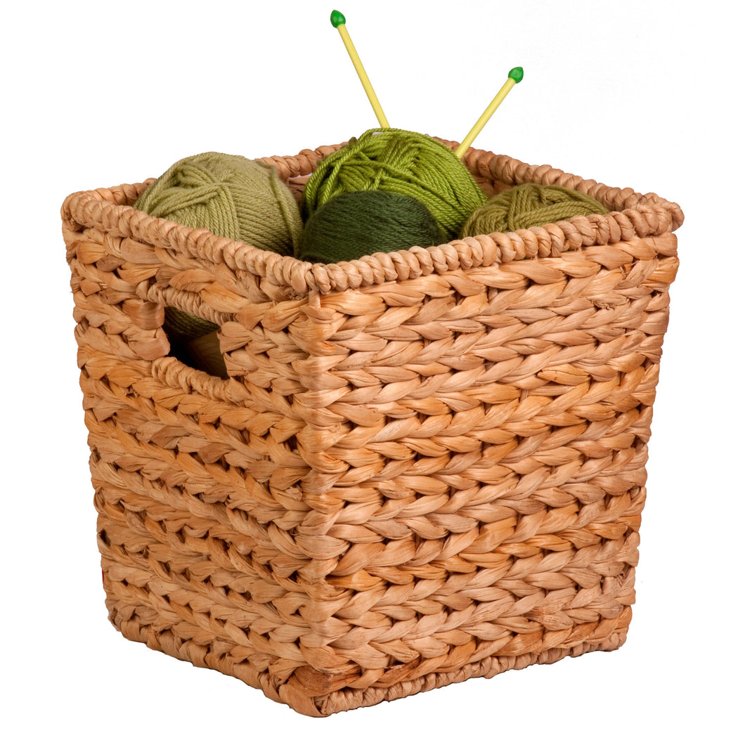 Square Water Hyacinth Basket, Natural