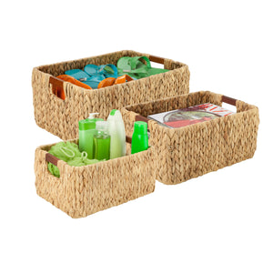 3-Piece Rectangular Nesting Storage Baskets, Natural