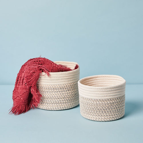 Small and large woven storage bin 