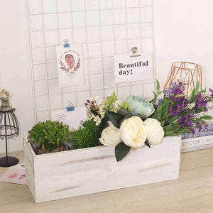 18"x6" Whitewash Rectangular Wood Planter Box Set With Removable Plastic Liners