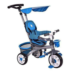 Costzon 4-In-1 Baby Tricycle Steer Stroller Detachable Learning Bike W/ Canopy Basket (Blue)