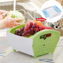 Load image into Gallery viewer, Collapsible Kitchen Basket Dish Tub with Draining Hole Drain Sink Storage Foldable Food Strainers