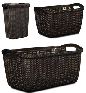 Brown Knit Basket Bundle (3 Piece Set)