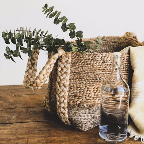 Hemp Storage Basket Pewter & Natural