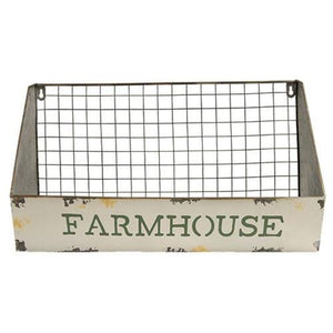 Galvanized Metal Wire Wall Basket, "Farmhouse"