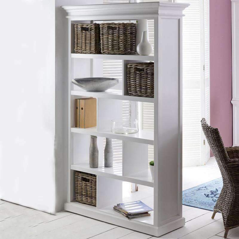 Halifax White Painted Shelving Unit with Rattan Baskets
