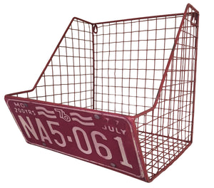 Car License Plate Storage Basket Metal Mesh Wall Unit