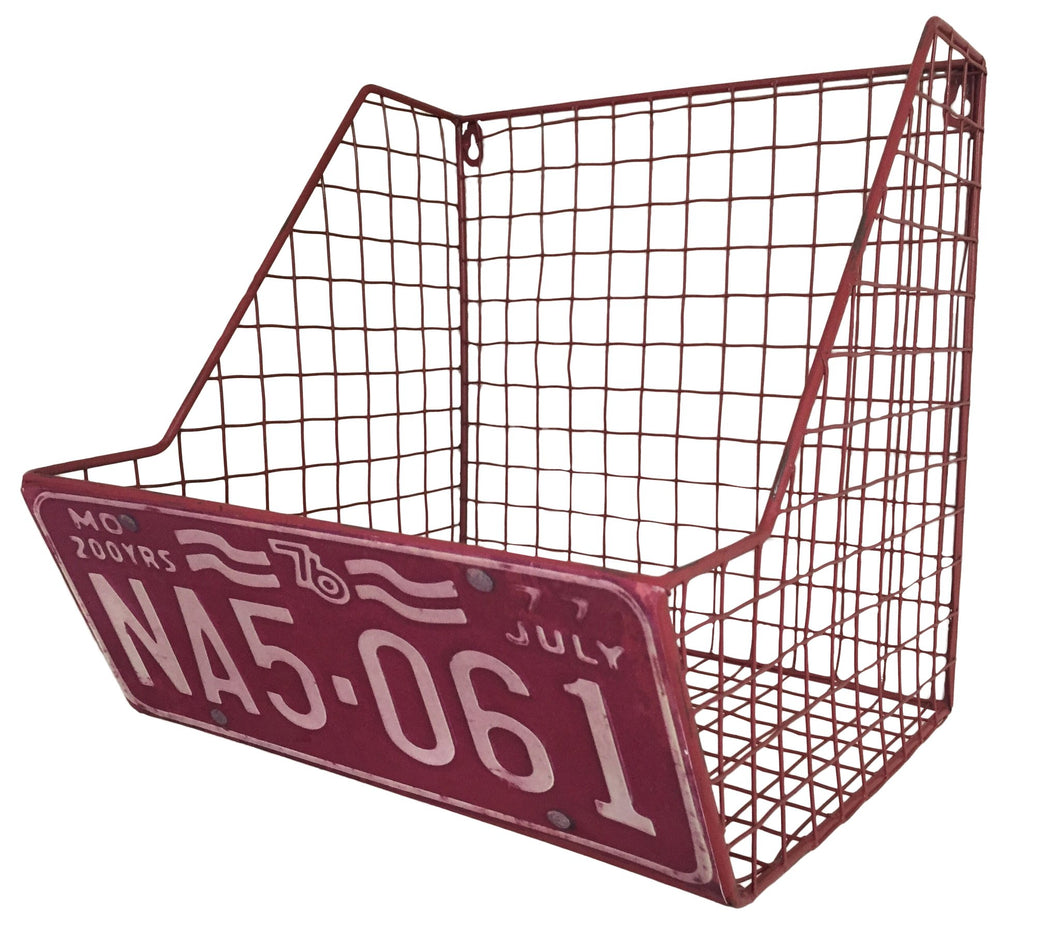 Car License Plate Storage Basket Metal Mesh Wall Unit