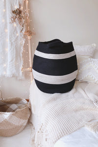 Black and White Striped Tummy Cotton Basket