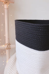 Simple Black and White Cotton Braided Baskets