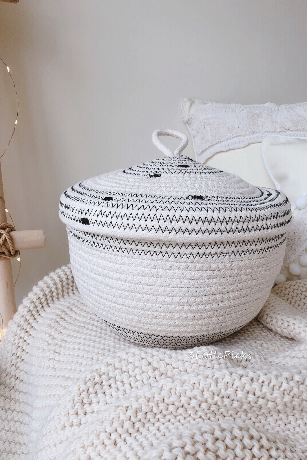 Braided Cotton Basket With Lid