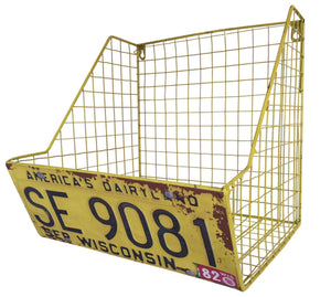 Car License Plate Storage Basket Metal Mesh Wall Unit