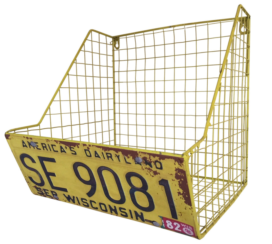 Car License Plate Storage Basket Metal Mesh Wall Unit